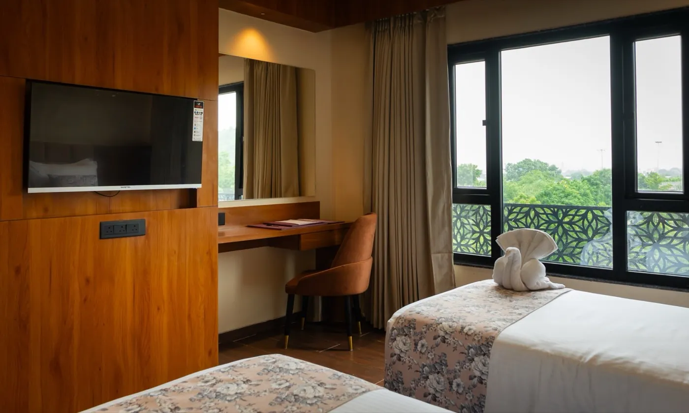 Executive room desk and television